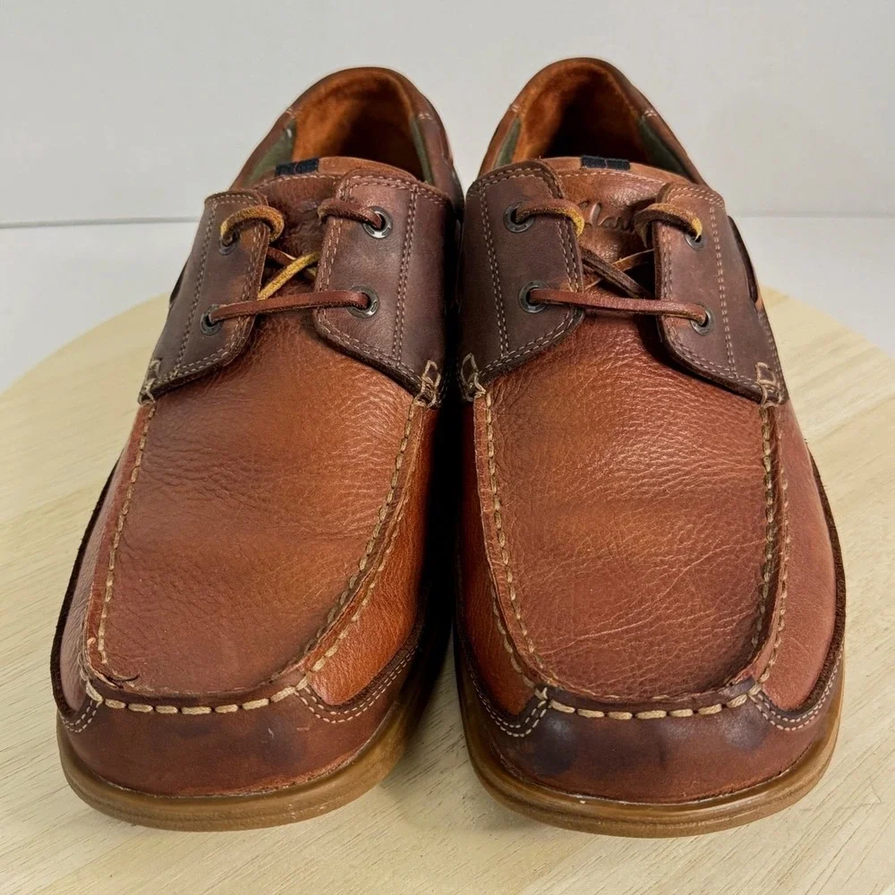 CLARKS Men's Boat Shoes Two-Toned Leather Lace-Up Top-Siders Casual Size 13M